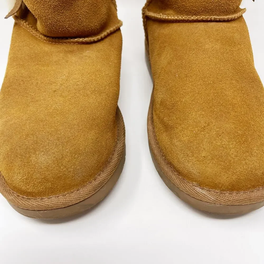 Koolaburra by UGG Suede Bow Tall Boots Tan Chestnut Victoria Womens Size 5 Cozy